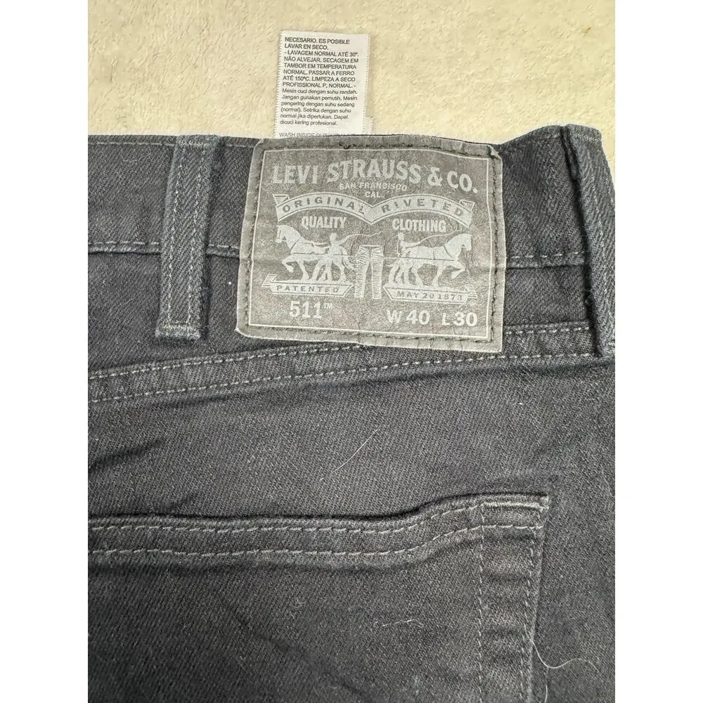 Levi’s 514 Straight Fit Black Jeans Men’s 40x30 Stretch Denim Pants